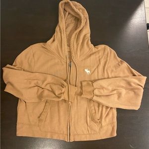 Womens Abercrombie & Fitch Tan Zip Up Hoodie, size large